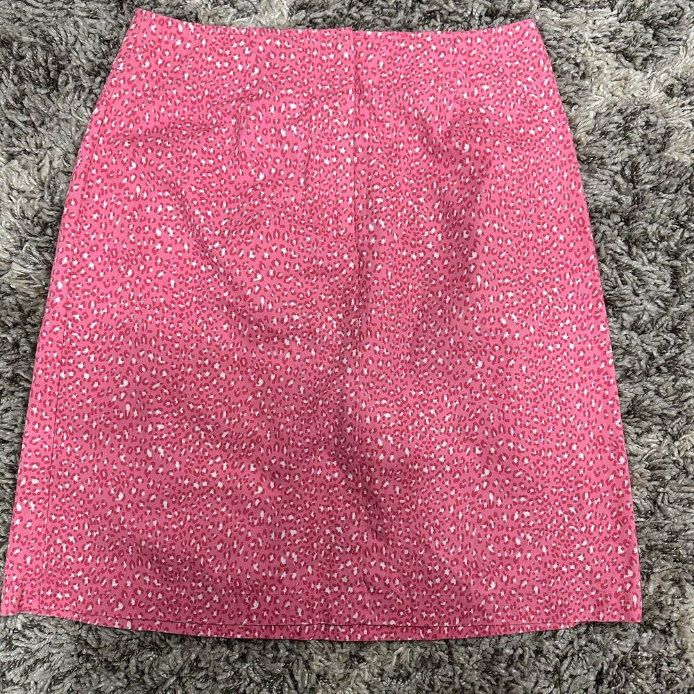 Vintage Talbots Pink Leopard Print Pencil Straight Skirt 6 S Cheetah Animal